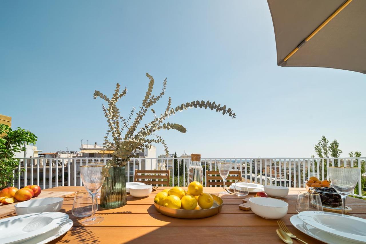 Luxurious Apartment With Big Sea View Terrace - Central Location Atény Exteriér fotografie